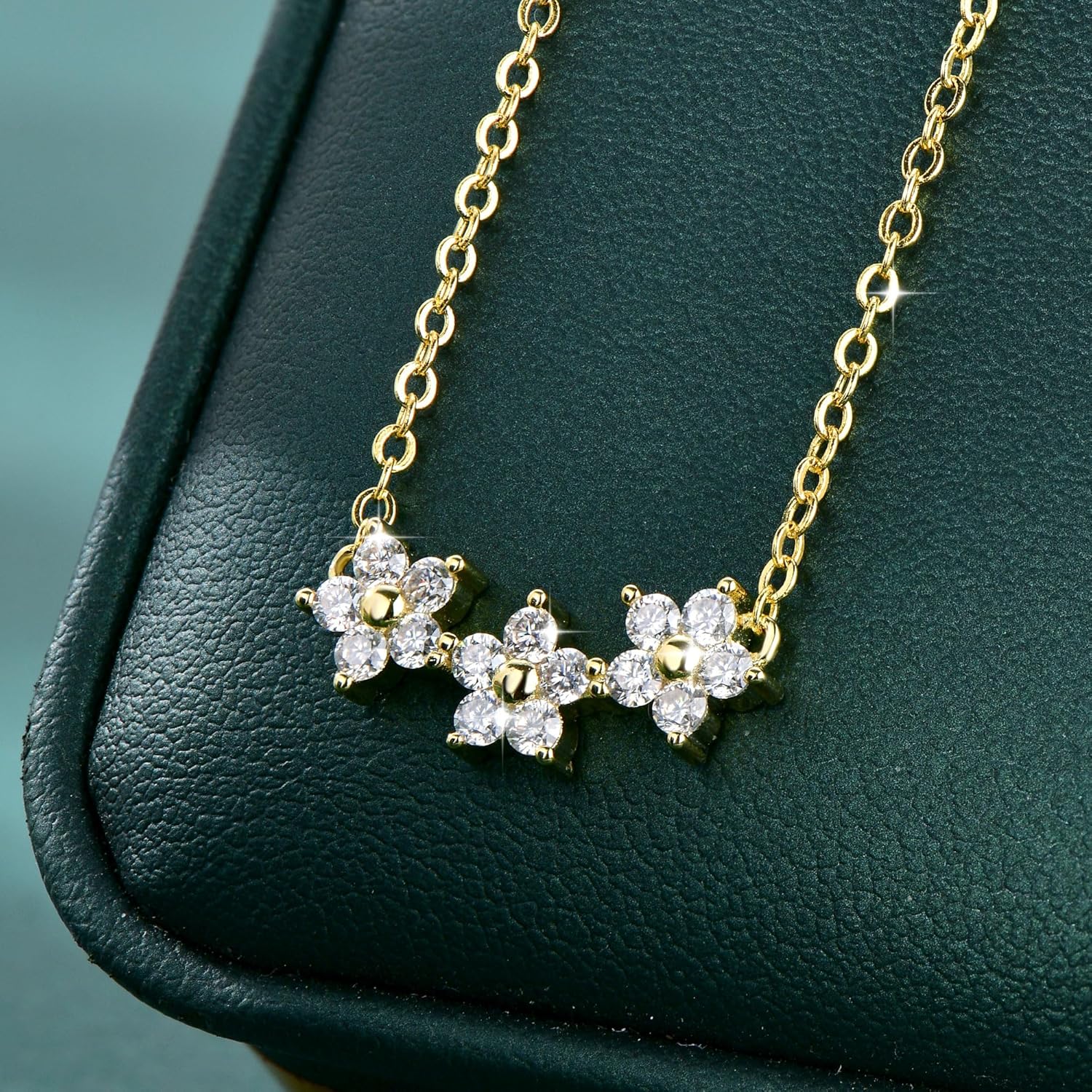 3-Star Moissanite Pendant Necklace, 0.45cttw D Color VVS1 Lab Created Imitation Diamond 14K Gold Plated Star Pendant for Women Wife Birthday Jewelry Gifts - Image 7