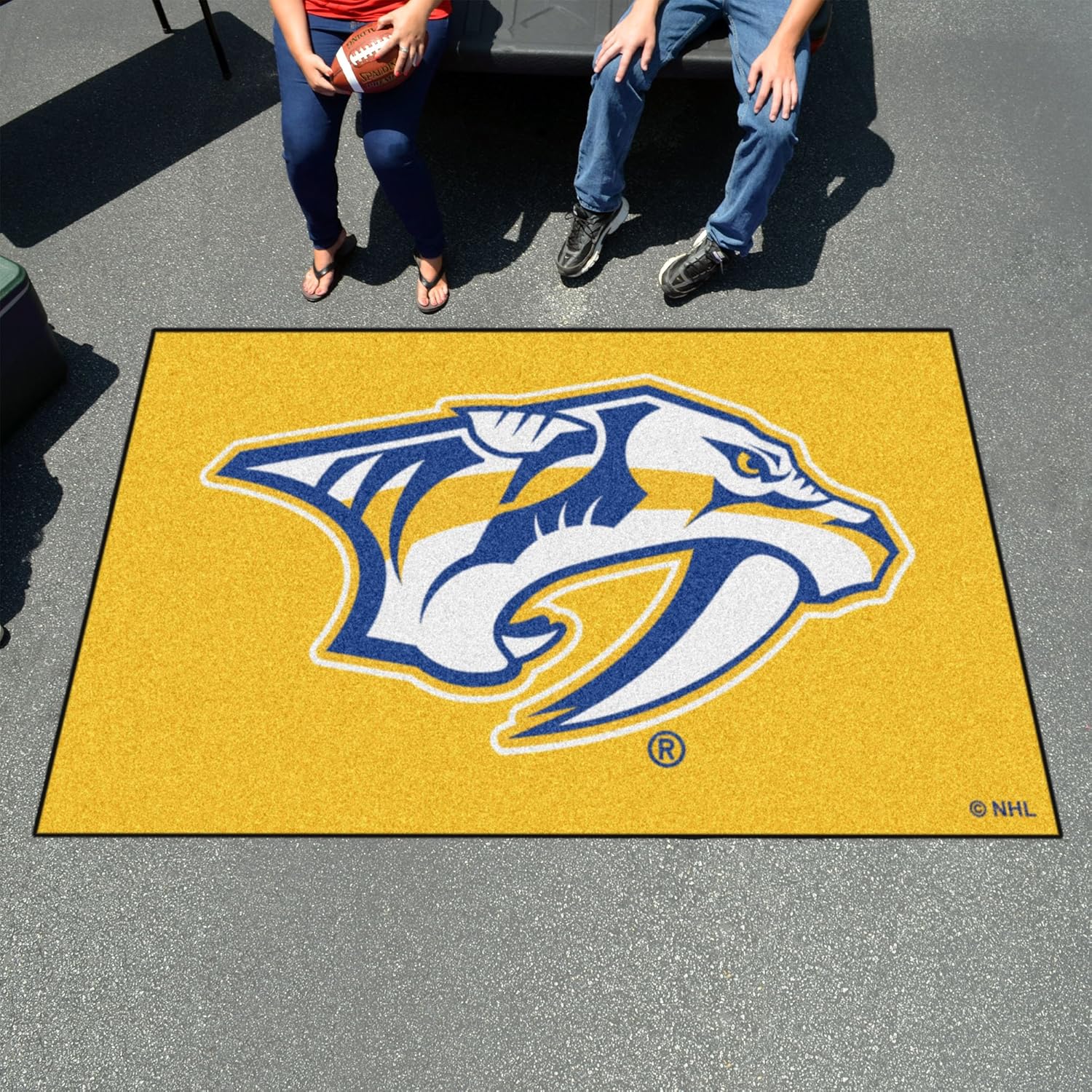 FANMATS 15574 Nashville Predators Ulti-Mat Rug - 5ft. x 8ft. | Sports Fan Area Rug, Home Decor Rug and Tailgating Mat - Yellow