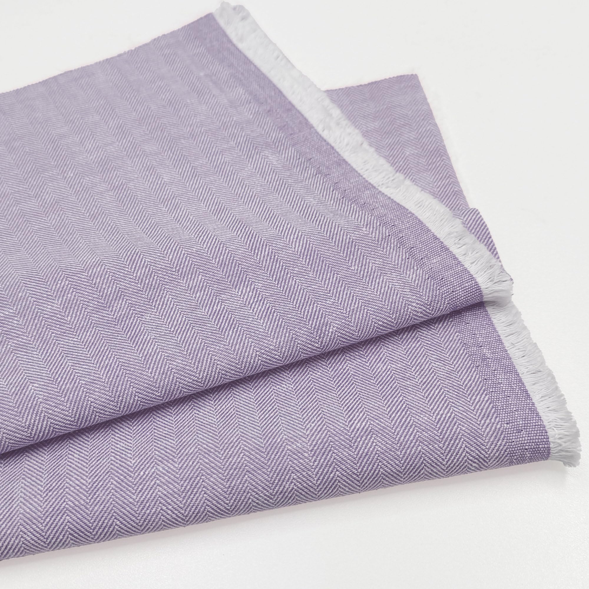 Herringbone Zig Zag Linen Cotton Blend Fabric – Soft Dressmaking, Upholstery, Curtains, Cushions & Craft Textile | 58" (147 cm) Wide (per Half Metre, Lilac)