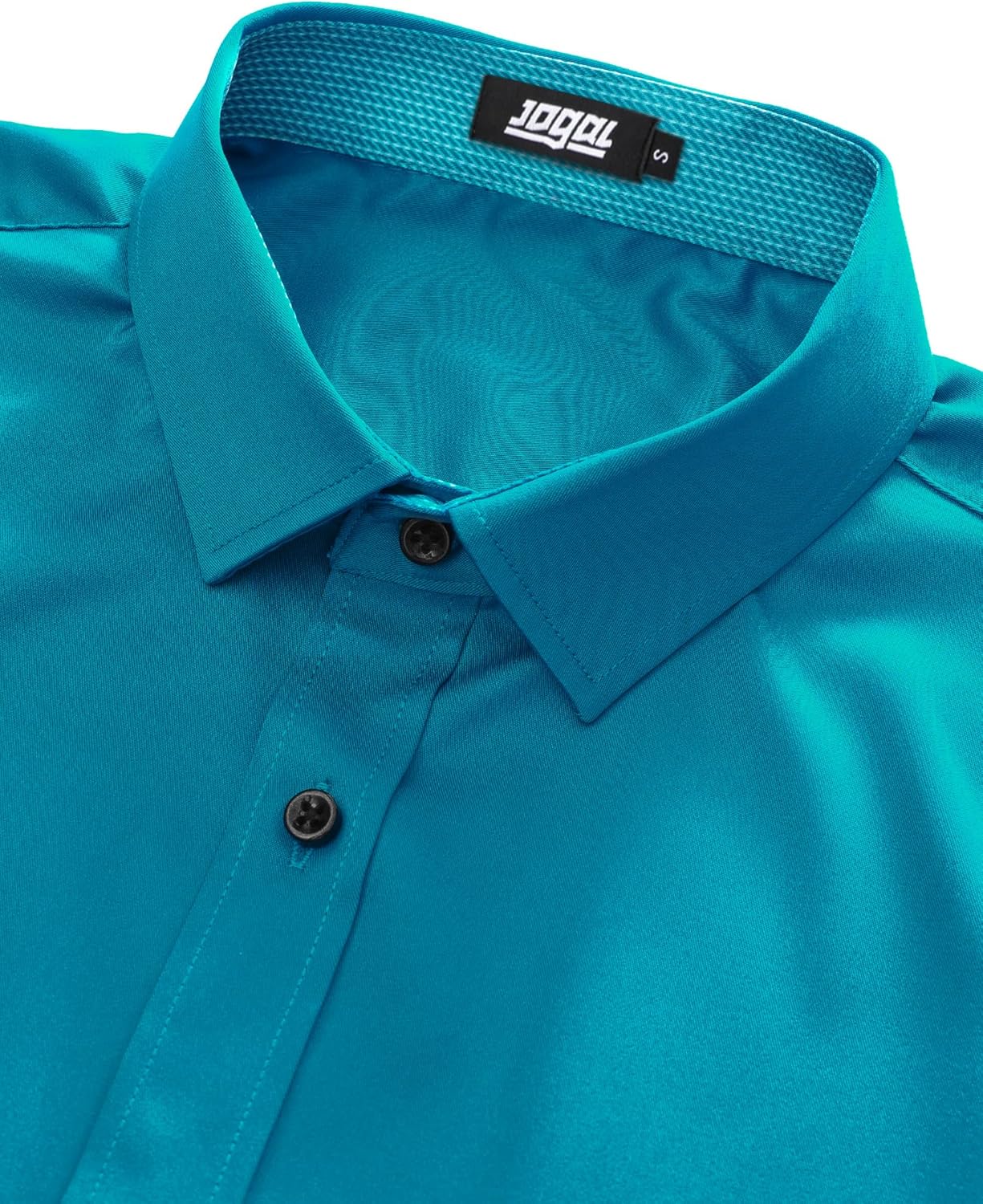 JOGAL Men's Dress Shirts Regular Fit Long Sleeve Stretch Business Wedding Button Down Shirts - Image 4