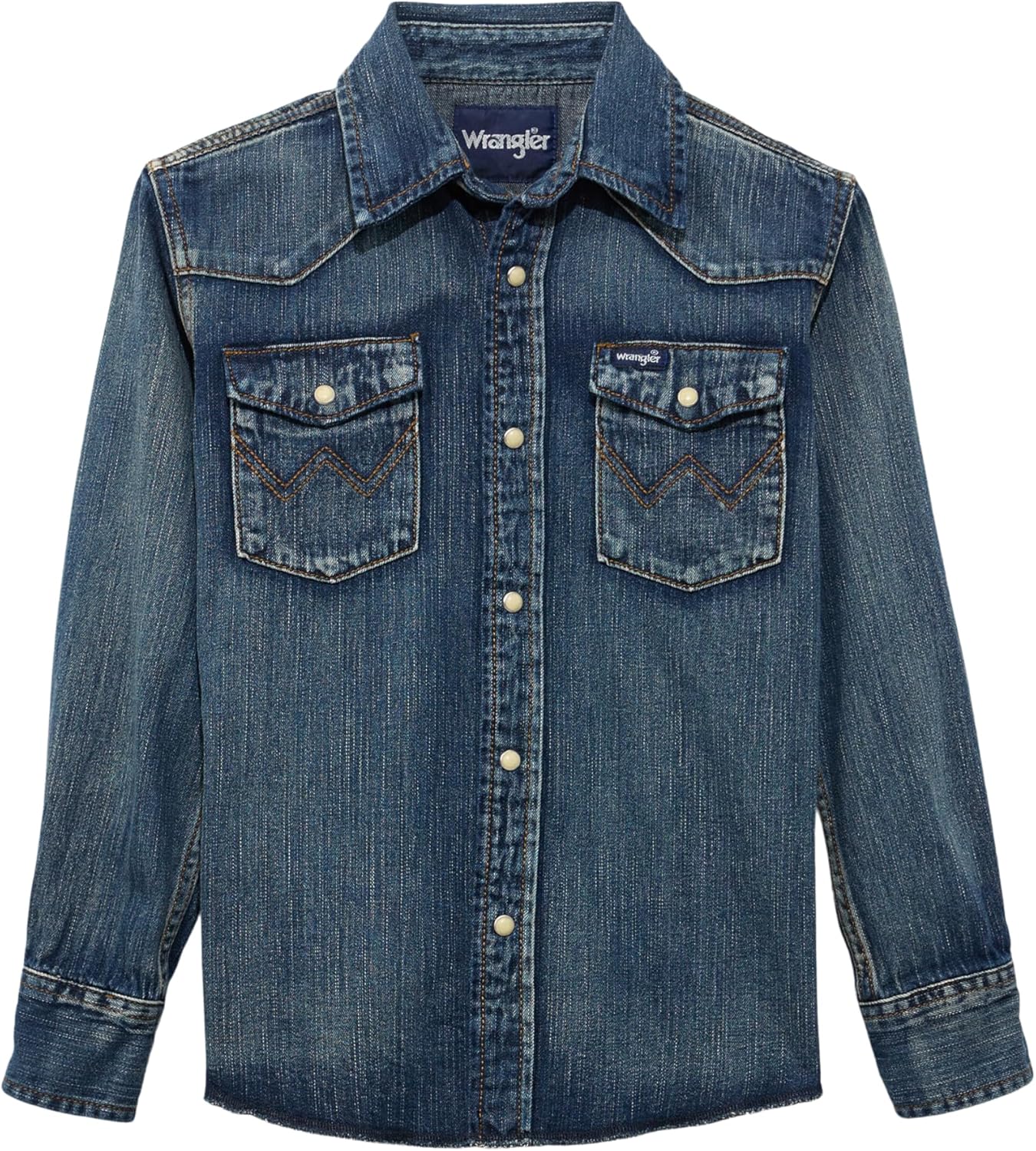 Wrangler Boy's Long Sleeve White Snap Shirt