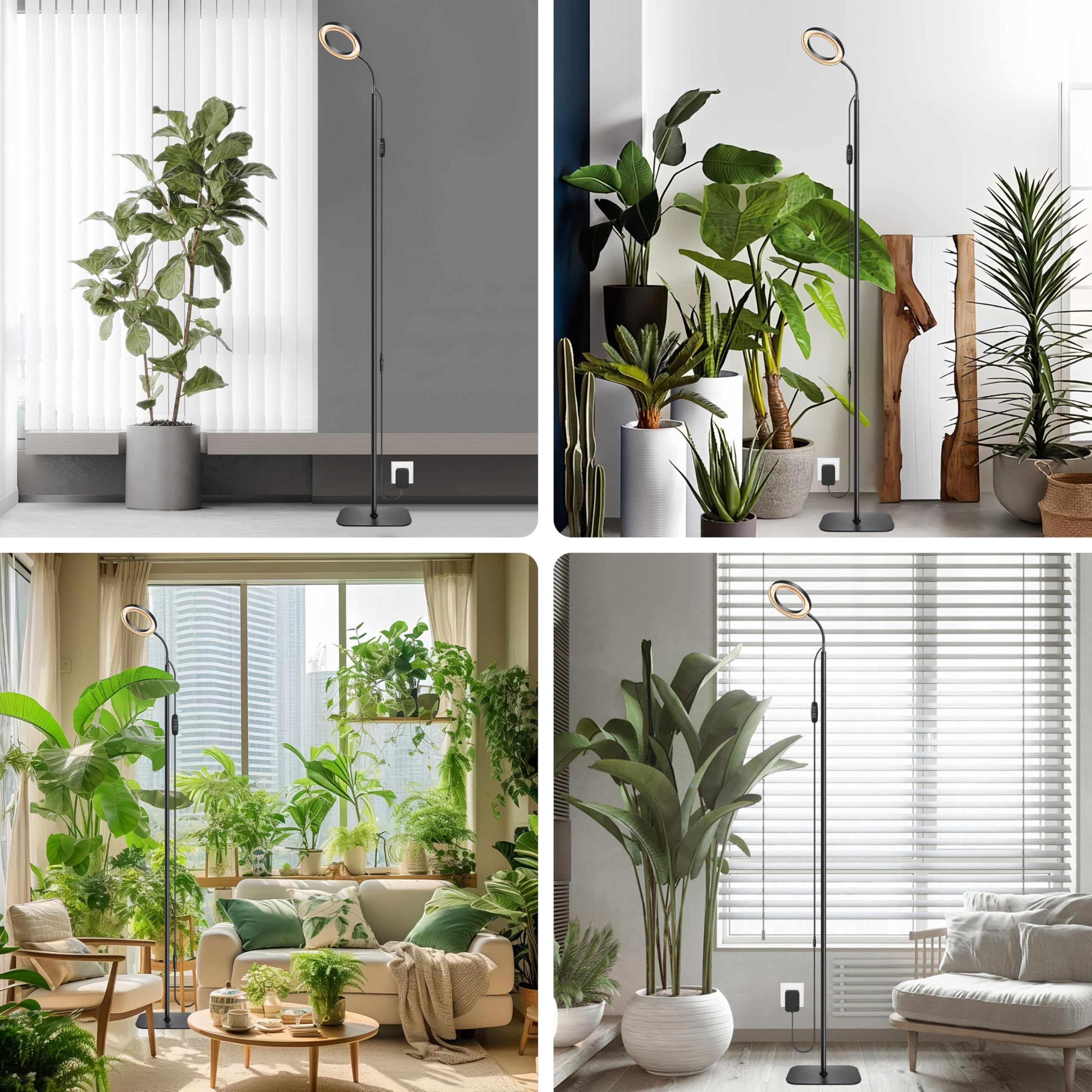 Hywyimlait 96 LED 3000 K Planta de espectro completo con soporte, luz de crecimiento con temporizador automático 3/9/12H, manguera flexible de 360°, altura regulable de 40 a 160 cm para plantas de