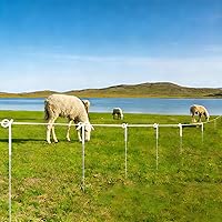 Vista 5 de Poste de valla de acero resistente de 39 pulgadas, color blanco, paquete de 10