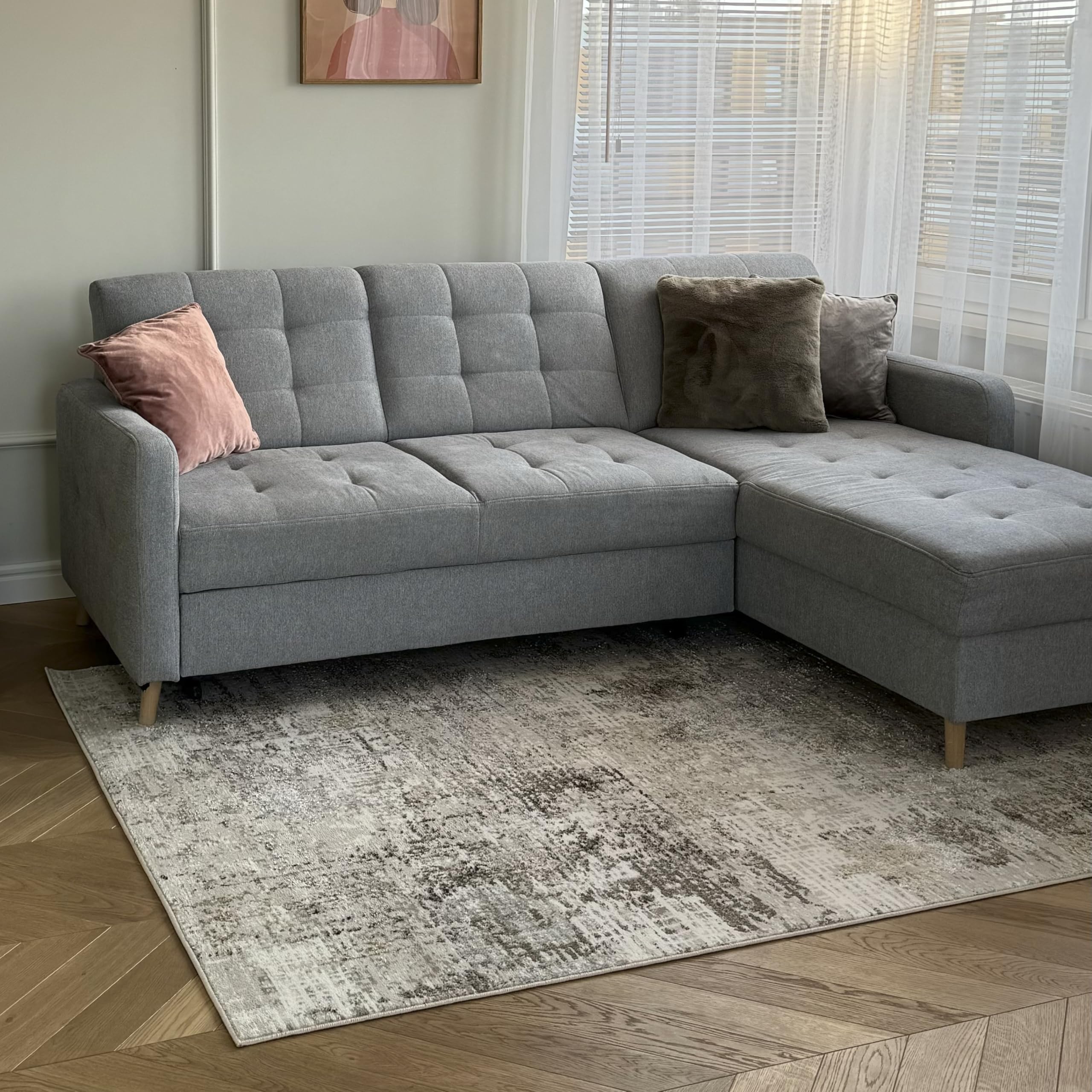 Mazovia Tappeti Moderno Abstracto Tappeti - Tappeto per Soggiorno, Camera da Letto, Sala da Pranzo, Ufficio - Pile Corto - Certificato OEKO-TEX - Morbido Tappeti - Beige Marrone - 180 x 250 cm