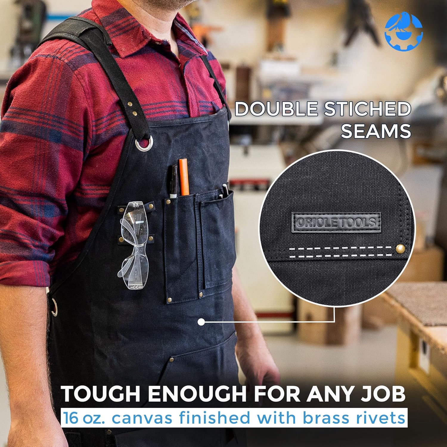 16oz Heavy Duty Waxed Canvas Work Apron - Rugged & Water-Resistant, for all Tough Jobs - Image 3