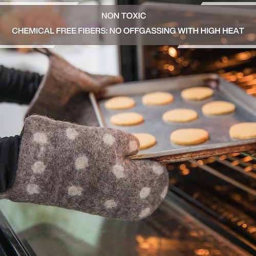 Miniatura 4 de Juego de manoplas de horno y soportes para ollas hechos a mano, resistentes al calor, guantes de horno 100% lana (6.5 x 10) y manoplas de olla (8 x