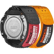DAVILANE 0.6 inch 16 mm Watch Replacement Band, Compatible with GD-100/110/120/350, GA-100/110/120/150/200/300/400/700/800/2100/2110 and More G-hook and Badge Design Nylon Watch Band