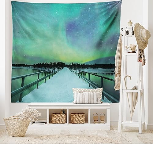 Miniatura 279 de Ambesonne Tapiz gótico, patio con hiedra encantada en la puerta antigua al bosque, colgante de pared ancho para dormitorio, sala de estar, 2-Verde