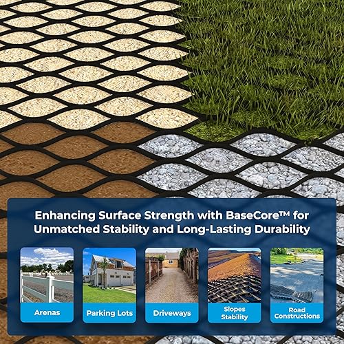 Miniatura 6 de BaseCore Regular Geocell Rejilla de tierra Geocell de 3 pulgadas  Rejilla de grava de grado comercial de 9.4 x 24 pies para entrada,