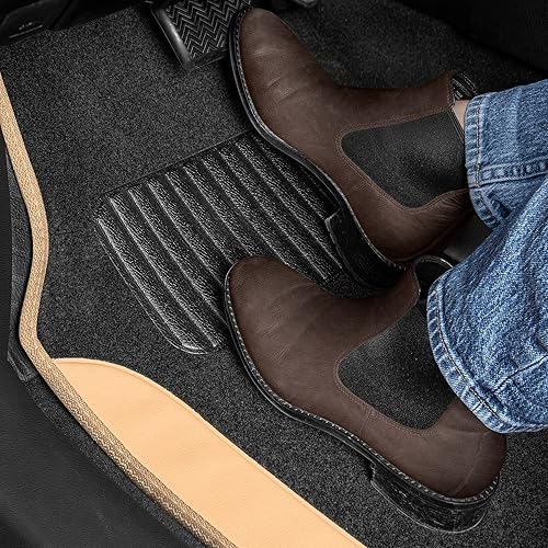 Miniatura 6 de BDK Fundas de asiento de coche de piel sintética, juego completo con alfombras de piso de coche, fundas de asiento delantero y trasero con forros de