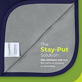 PeapodMats Bedwetting & Incontinence Waterproof Bed Mat - Reusable Underpad. Secure Placement & Breathable. Washable. Enviro Friendly 3x3 (Navy Blue) Mattress Protector & Pee Pad for Kids & Adults