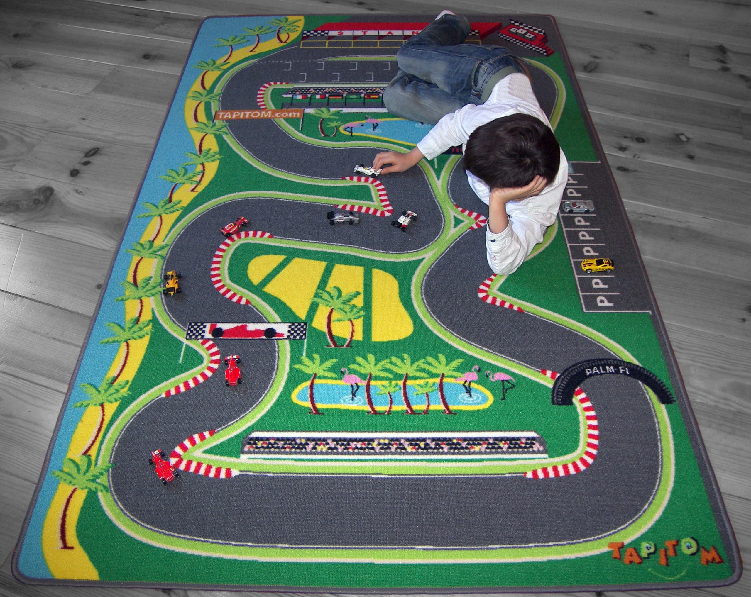 Tapis Enfant Circuit Voiture de Course 130x200 cm