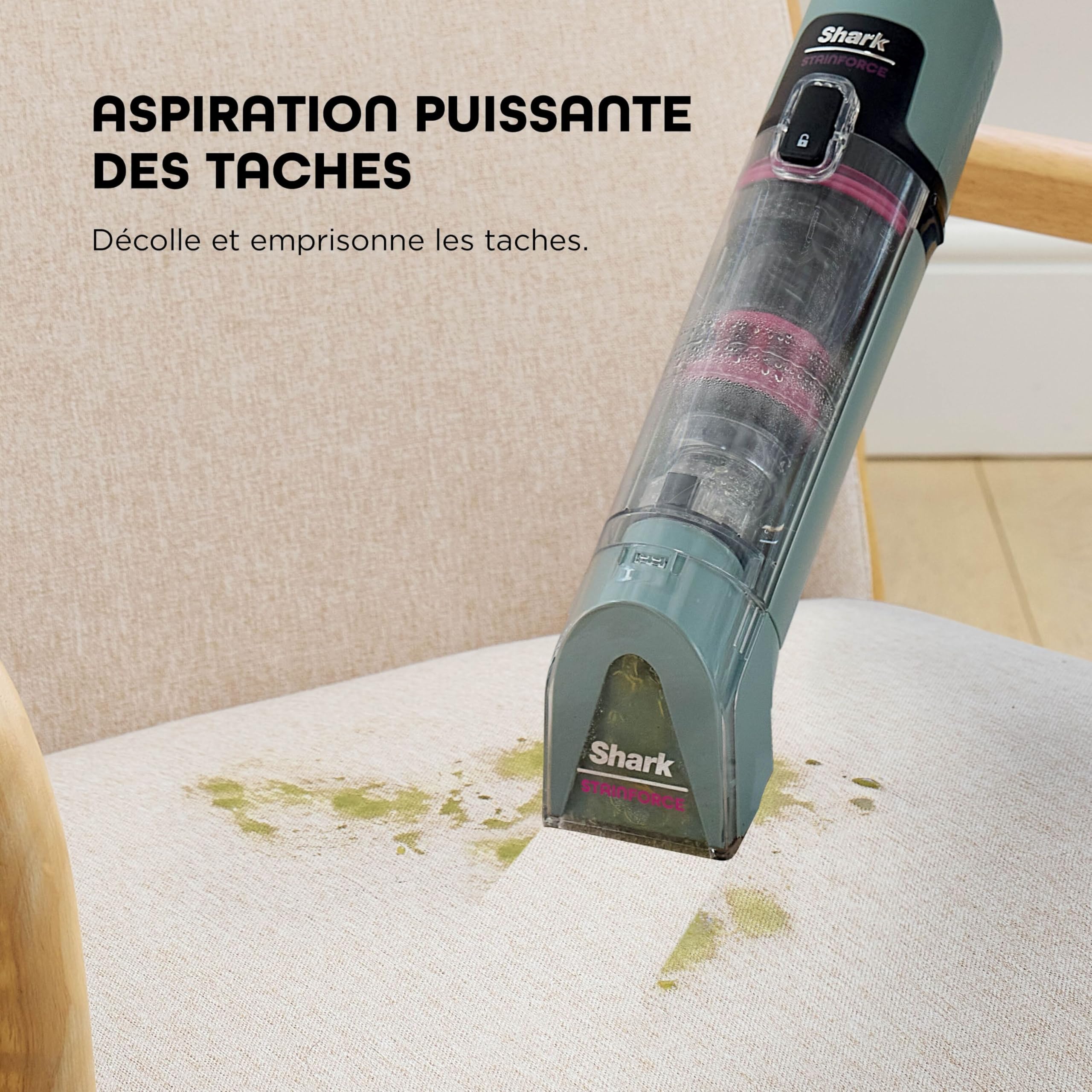 Nettoyeur de tâches sans fil Shark StainForce taches et odeurs, léger, portable, détachant pour tapis, tissus d’ameublement, voitures, panier de rangement, accessoires, formule nettoyante, HX100EUCP