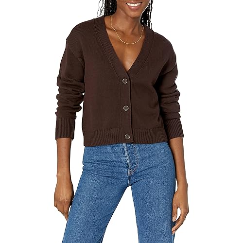 Amazon Essentials Women's Relaxed Fit V-Neck Cropped Cardigan