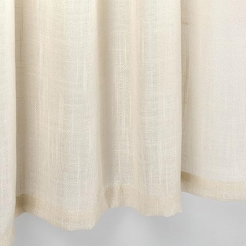 Miniatura 3 de Diamond Home Linens Juego de 2 niveles de cortina de cocina y café con aspecto de lino, 24 pulgadas de largo, color blanco.