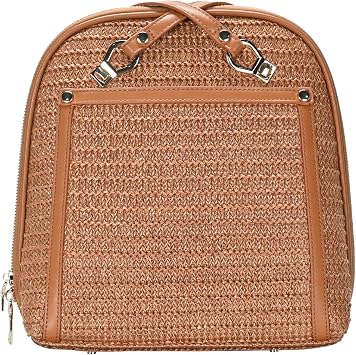 MMS Brands Miztique The Daisy Woven Straw Convertible Backpack Purse for Women Tan | Woven Straw Shoulder Strap Bag or Convertible Backpack | 10.5in x 4in x 11.5in |
