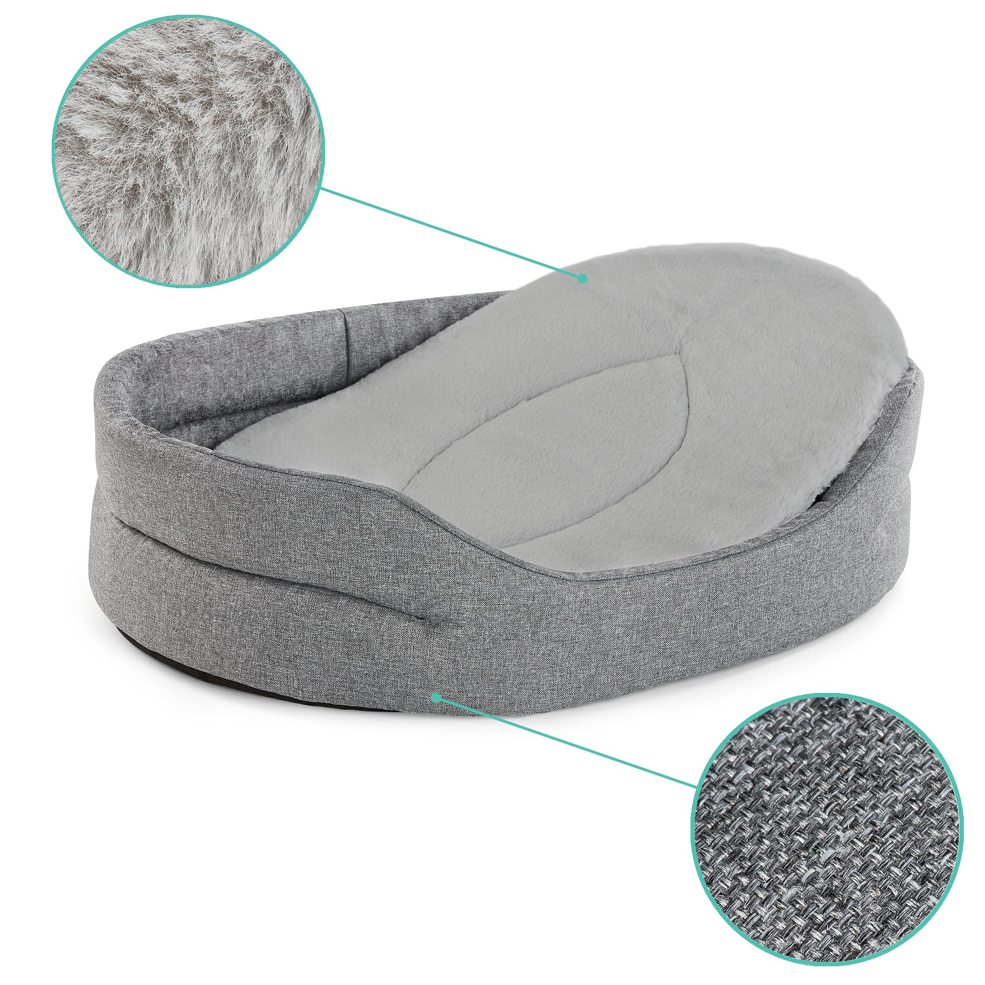 SuperKissen24. Panier Chien - Lit pour Chien y Chat - Lavable et Imperméable Coussin Chien - Certificat Oeko-Tex - pour Les Petits Chiens de Grande et Moyenne Taille - 48x42 cm - Gris Lin