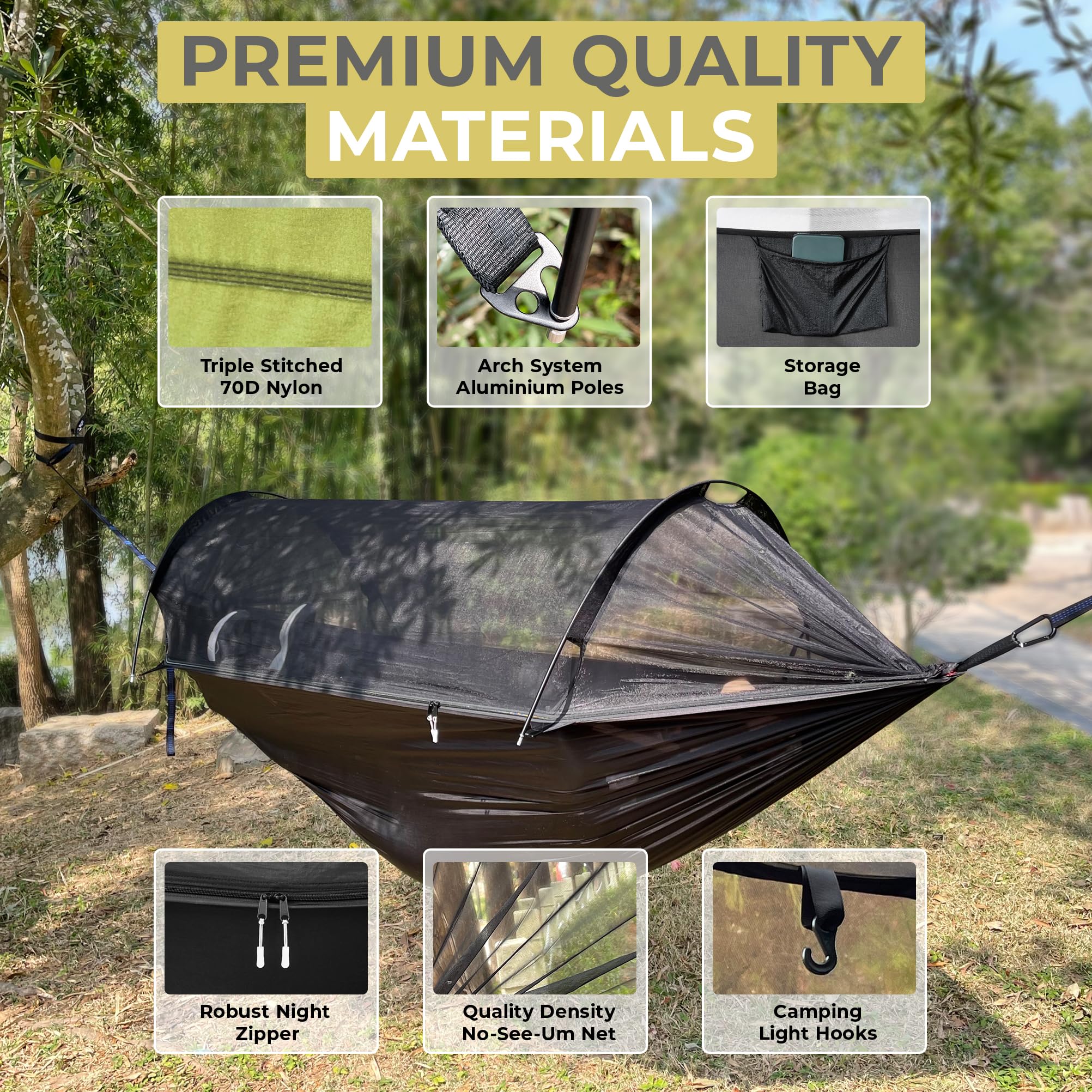 ADVOKAIR Amaca da campeggio con zanzariera fino a 226,8 kg, ultraleggera e portatile, in nylon, da viaggio, con cinghie per alberi, perfetta per esterni, escursioni, escursioni e cortile