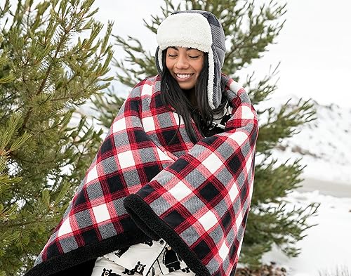 Miniatura 9 de LazyOne - Manta suave de poliéster sherpa, a cuadros y diseños de animales, talla única, cálida, acogedora (Bear Fair Isle)