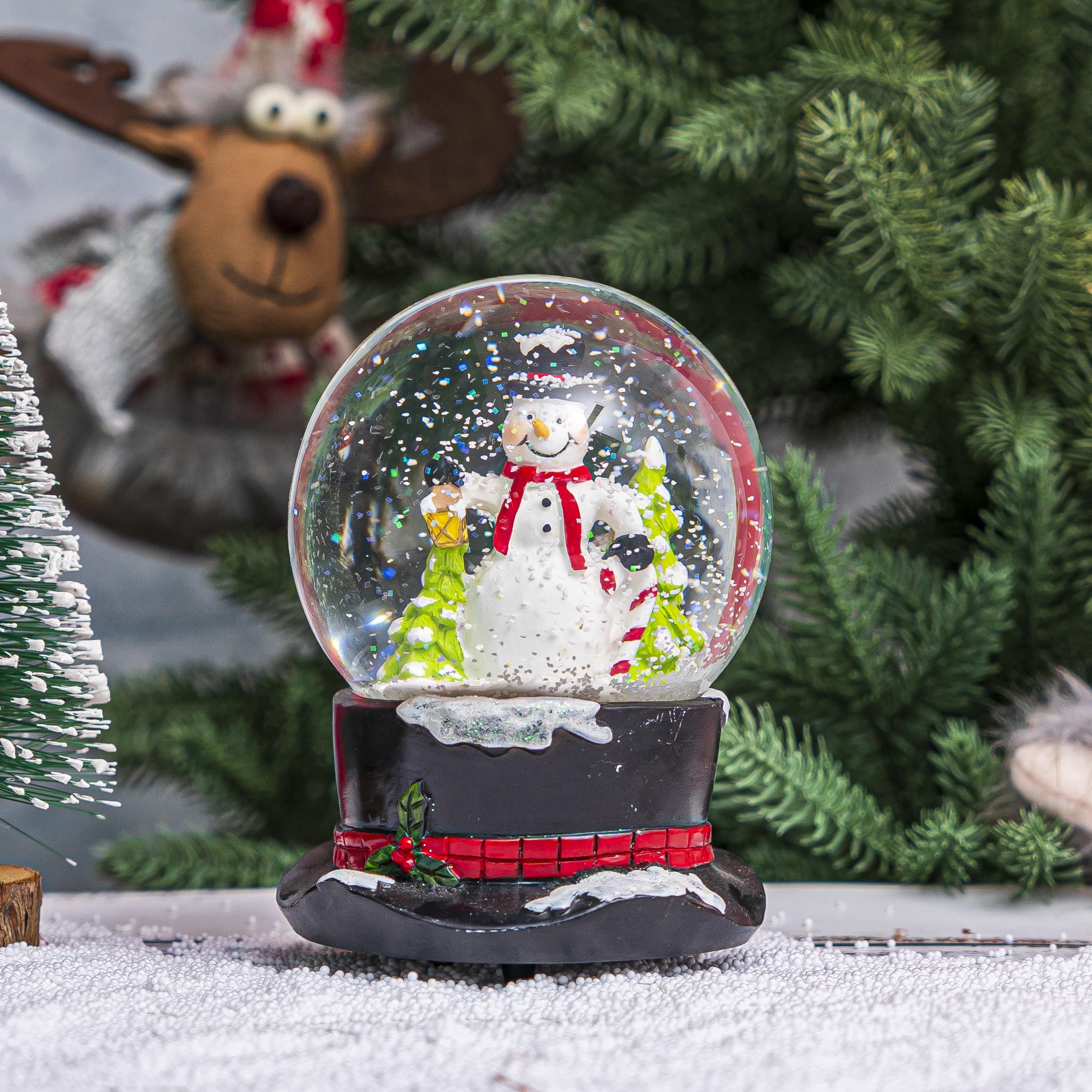 Snow Globes Glitter Water Globe Decoration Musical Snow Globes Decor Plays We Wish You a Merry Christmas, 100mm, Snowman