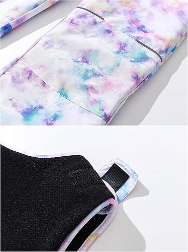 Miniatura 5 de Pursky Pantalones de nieve para niños, baberos de esquí de invierno para niña, con aislamiento, impermeables, pantalones de nieve de forro polar,