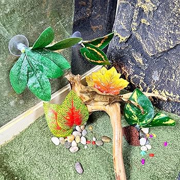 Lepai 2 Pieces Artificial Phalaenopsis With Suction Cups Terrarium Plant Decoration Reptile Habitat Decor Hermit Crab Lizards Geckos Snake Dark Pink White