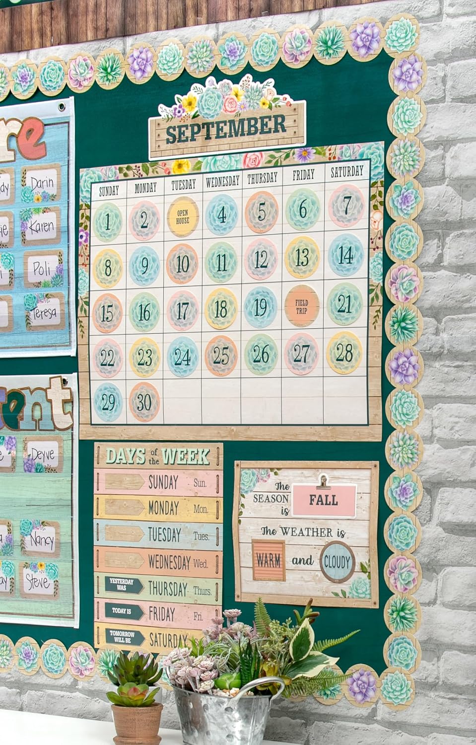 Teacher Created Resources Rustic Bloom Calendar Bulletin Board Set (TCR8593)