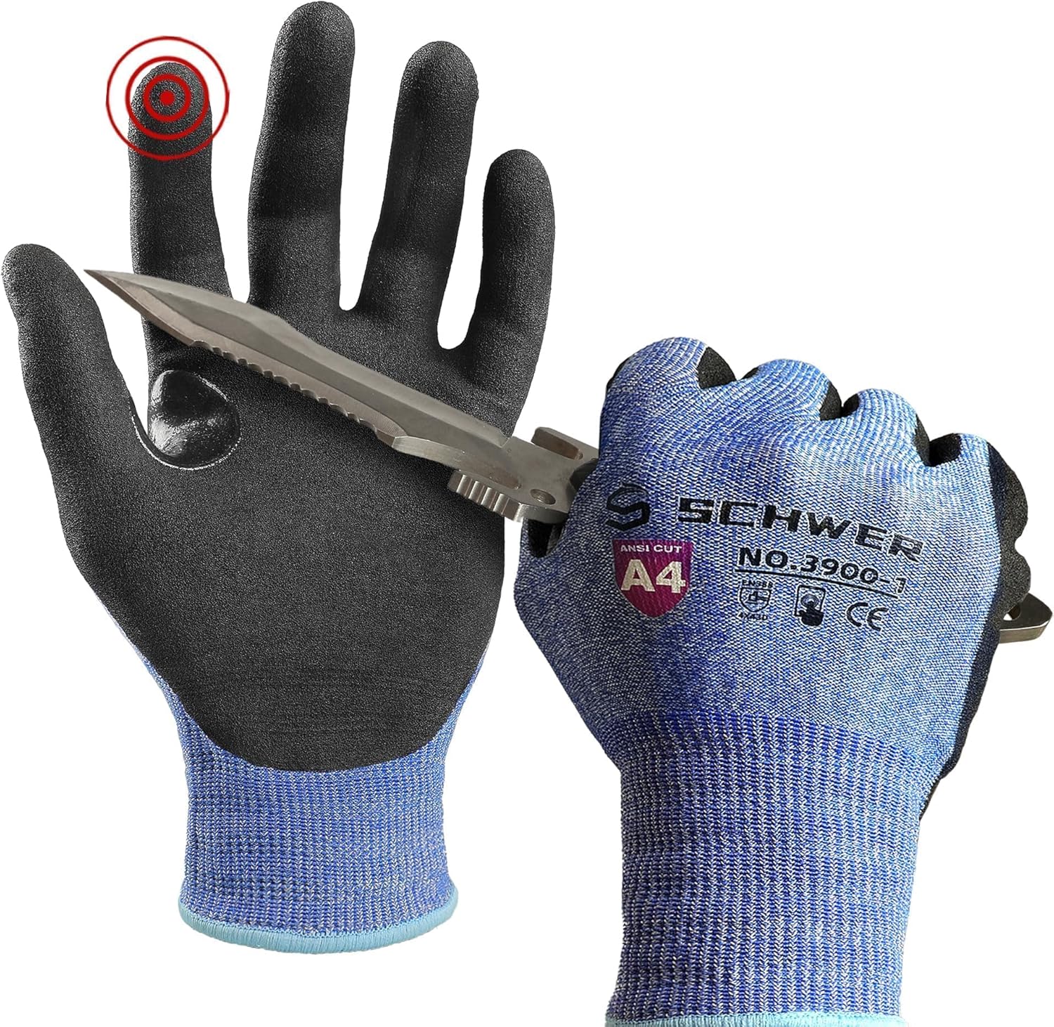 Schwer A4 AIR-SKIN Cut Resistant Work Gloves AR3900 with Extreme Lightweight & Thin, Grip Gloves for Fishing, Refined Work, Mechanic, Gardening, Touch-Screen, Non-PFAS, 3D-Comfort Fit, 1 Pair, M