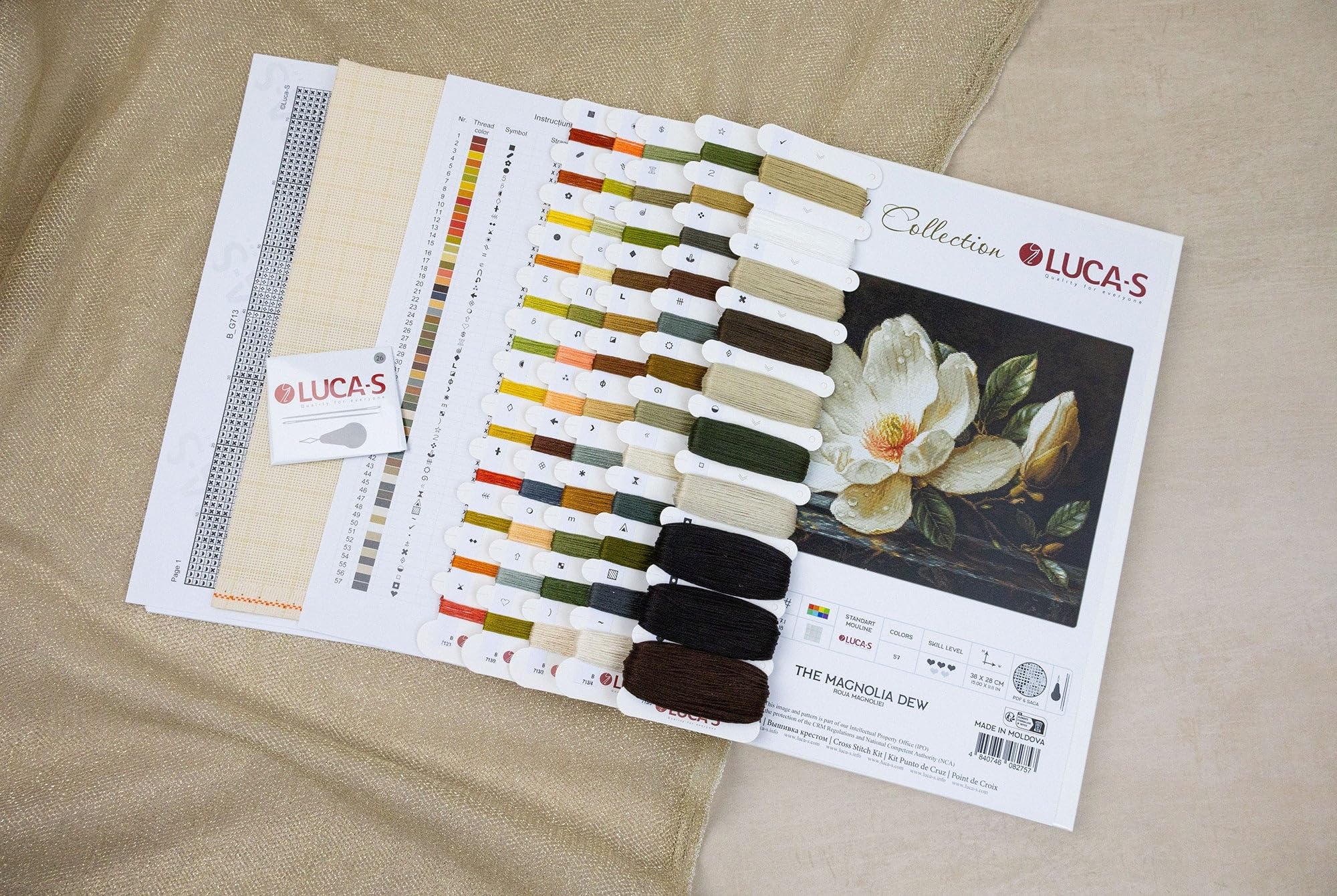Kreuzstich Stickpackung Gold Collection, Der Magnolientau, Zählmuster, 38x28cm