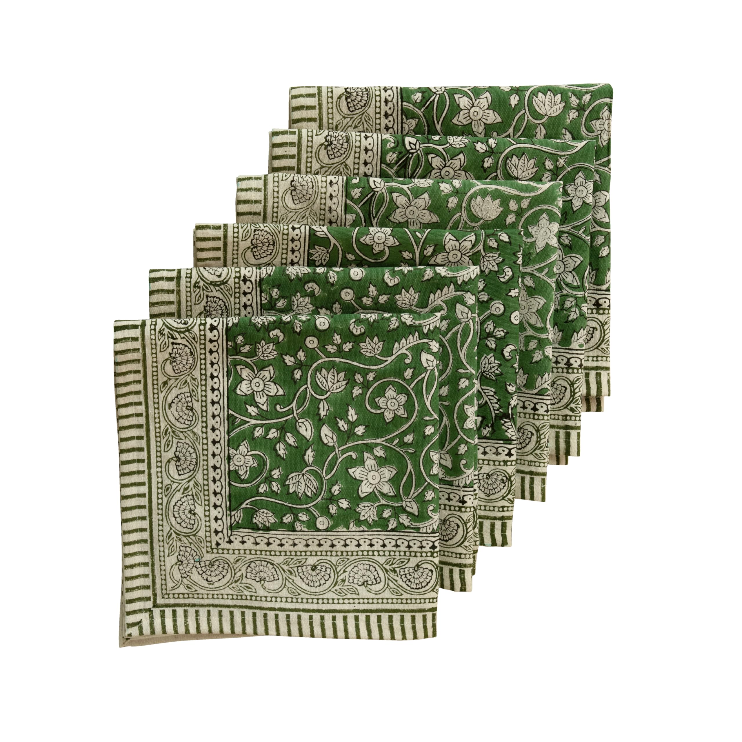 HOME WIBE Handblock Print Patterned Cotton Cloth Napkins Set of 6, Washable, Reusable Napkins for Cocktail Parties, Home, Restaurant, Hotel, Event &