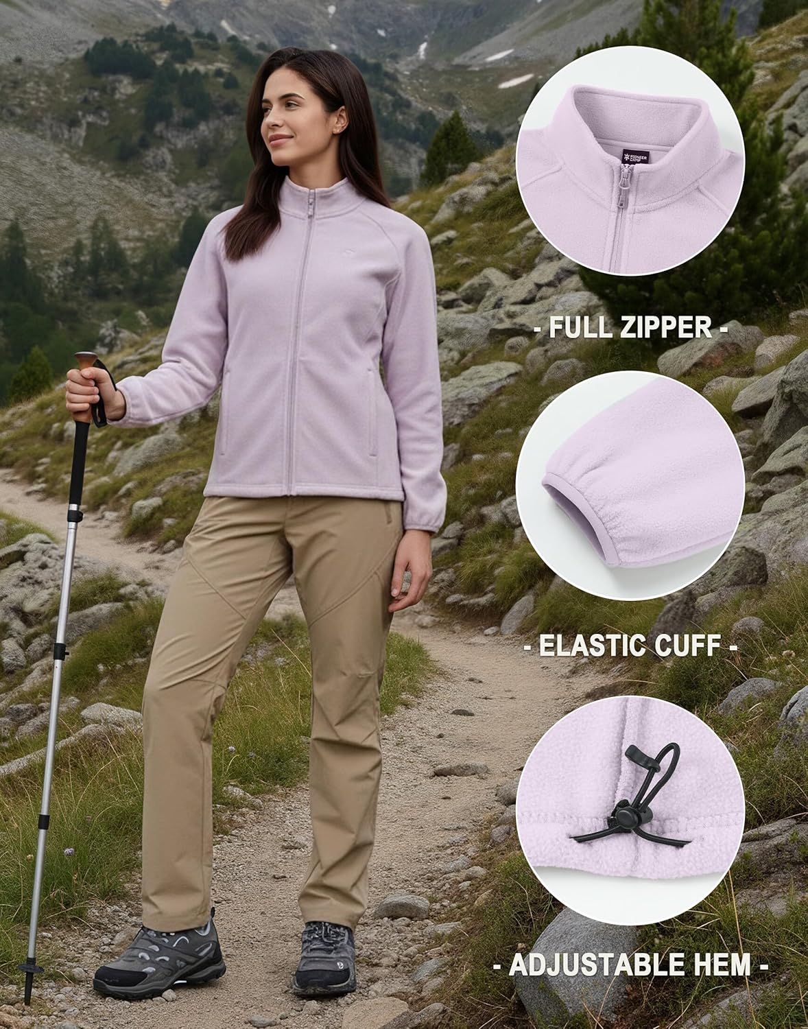 Pioneer Camp Women's Lightweight Fleece Jacket Full Zip Polar Soft Warm Winter Coat Antistatic Outwear with Zipper Pockets - Image 6