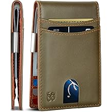 Mens Money Clip Wallet. RFID Blocking Slim Front Pocket Wallets for Men, Full Grain Leather RFID Minimalist Card Holder