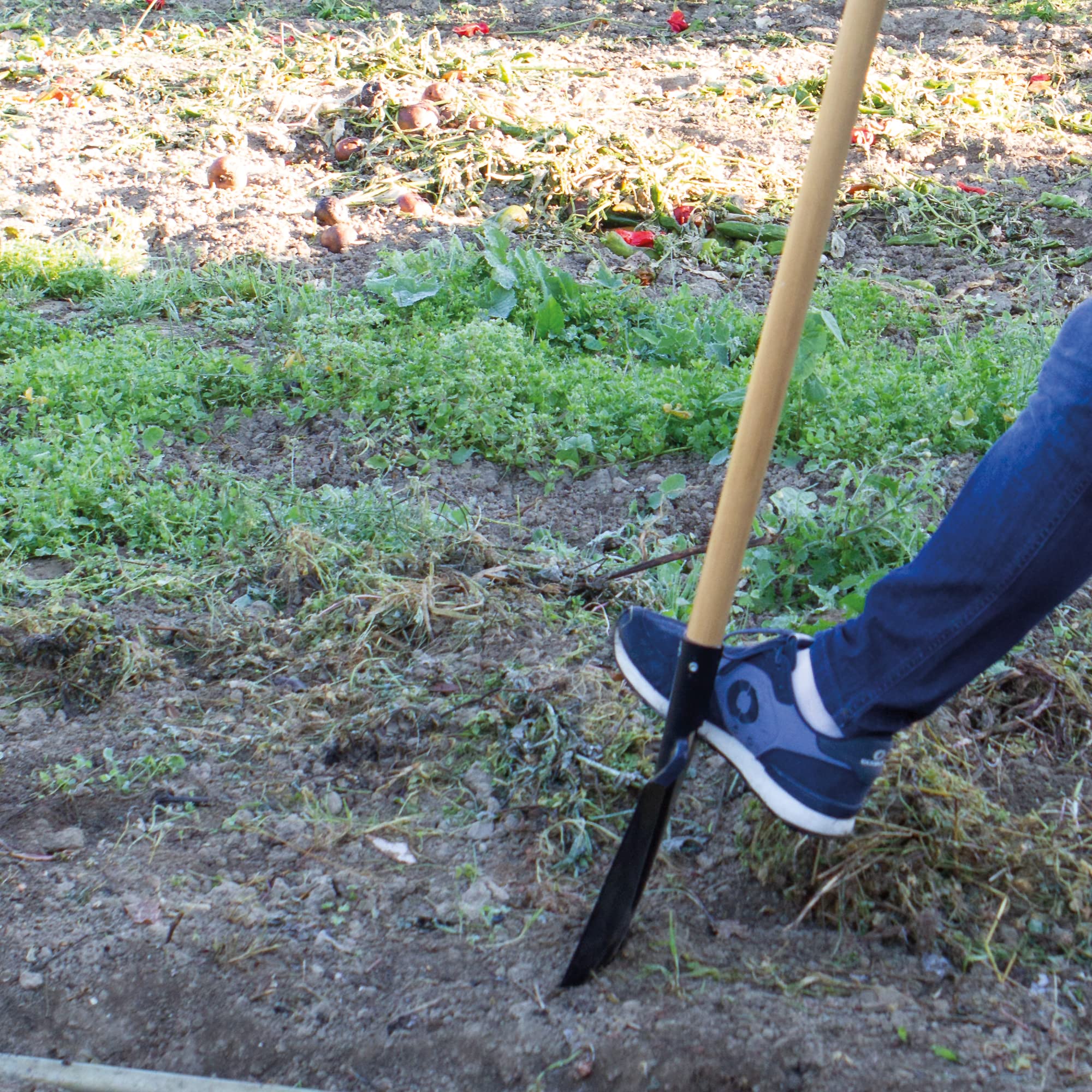 Amig - Pala Quadrata | Zappa da Giardino con con Lama in Acciaio e Manico Lungo in Legno | Attrezzi per Orto e Giardinaggio in Finitura Nera | Misure: 152 cm