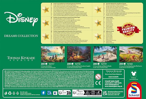 Schmidt Spiele 56599 Thomas Kinkade, Disney Mickey and Minnie, Schoolhouse, puzzle per bambini, 200 pezzi, in cartone erboso - 3