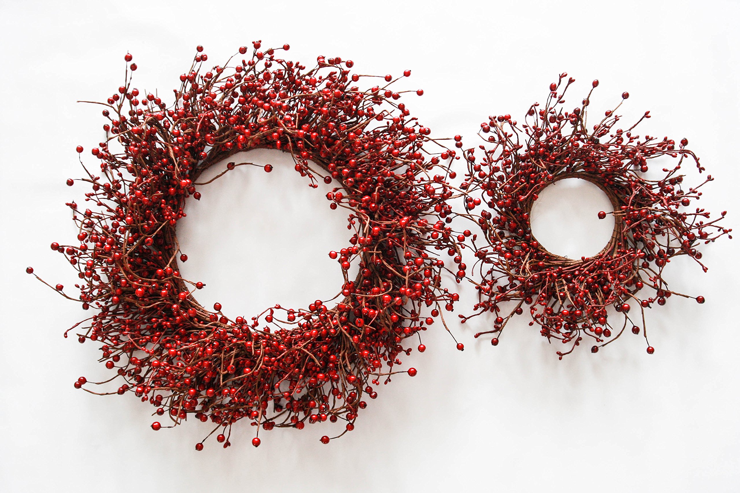 Large and Small Red Mixed Berry Wreaths