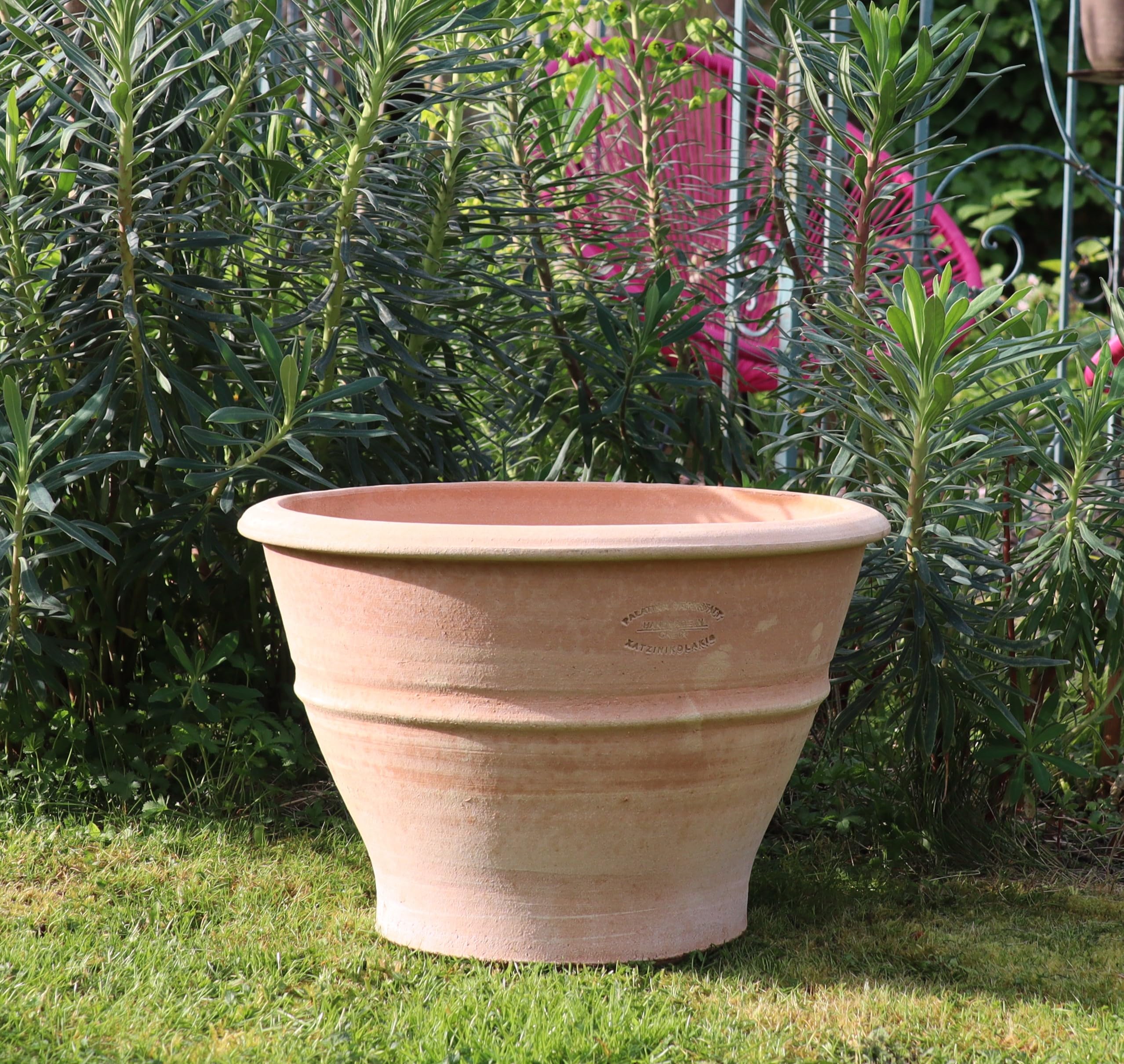 Macetero de cerámica de Kreta, hecho a mano, resistente a las heladas, 50 cm, grande, cerámica para exterior, jardín, terraza, decoración