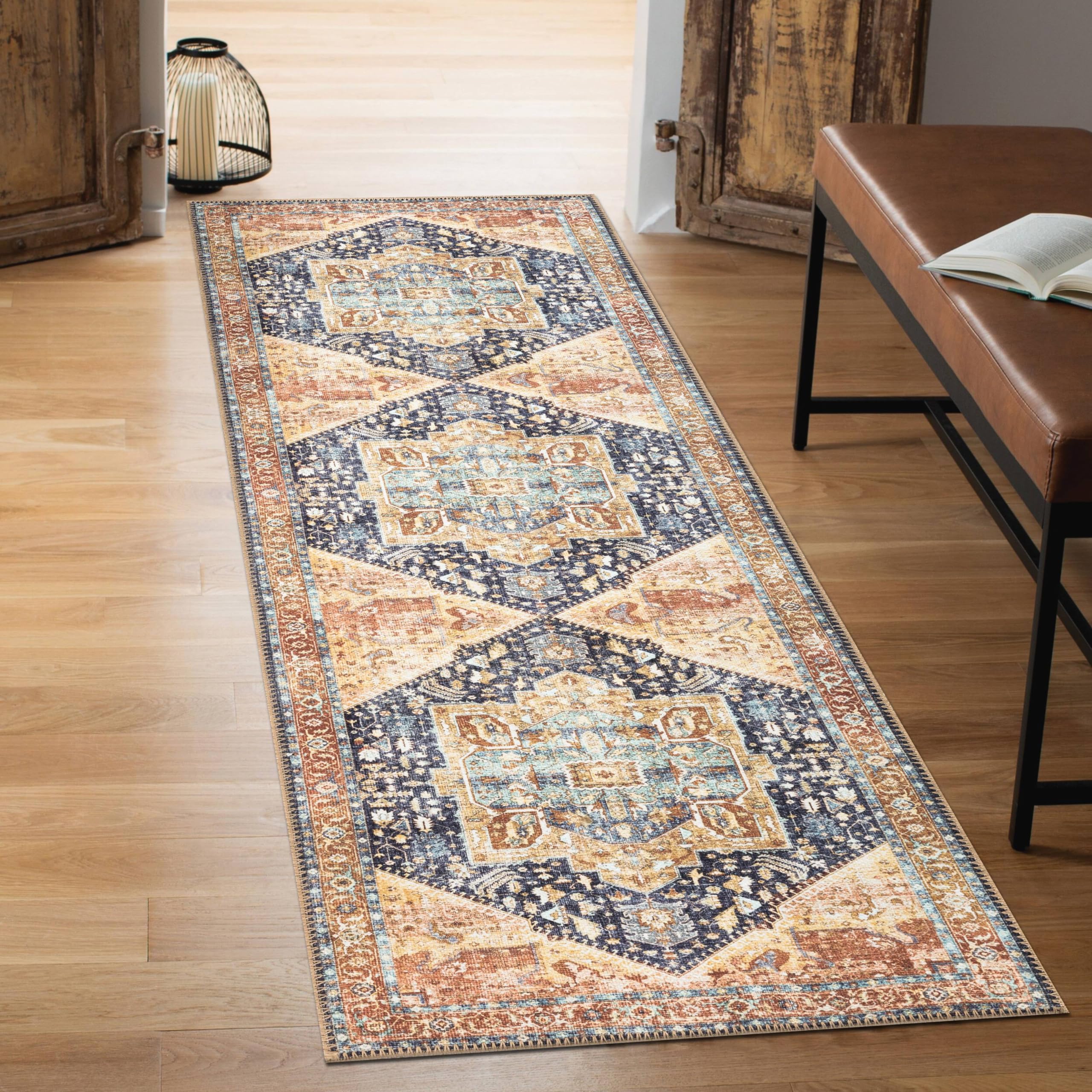 Keen Home Design 30"x84" Rug - Machine Washable Runner Rug with Non-Slip Backing, Ideal for Hallway, Entryway, Kitchen, Laundry Room - Vintage, Easy