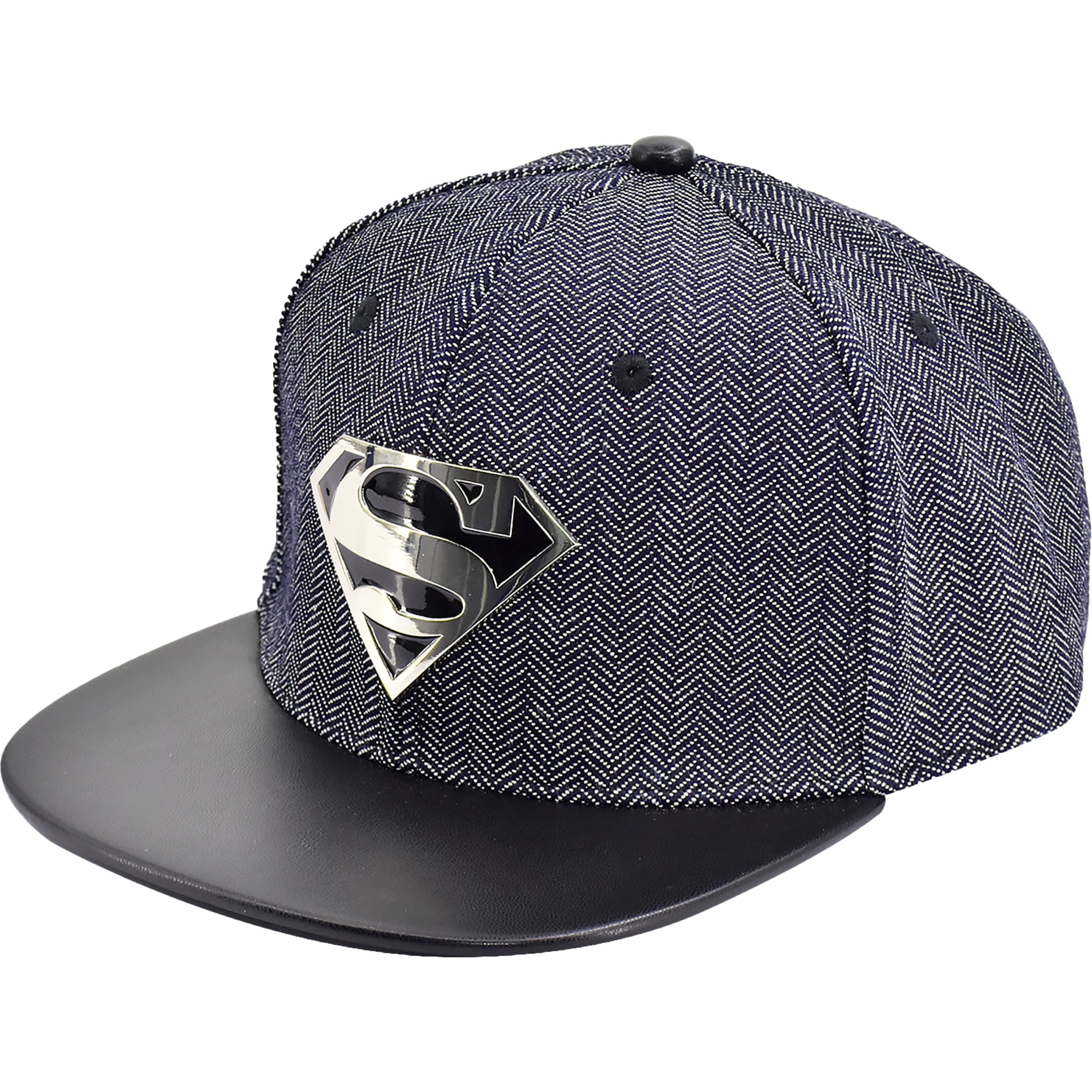 Photo 1 of DC Comics Superman Baseball Cap, Metal Logo Adult Adjustable Strapback Hat with Flat Brim for Men and Women, Grey, One Size