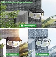Vista 5 de intelamp Luces solares impermeables para exteriores, 6000 mAh, 1200 lúmenes, funciona con energía solar, doble sensor de movimiento, iluminación