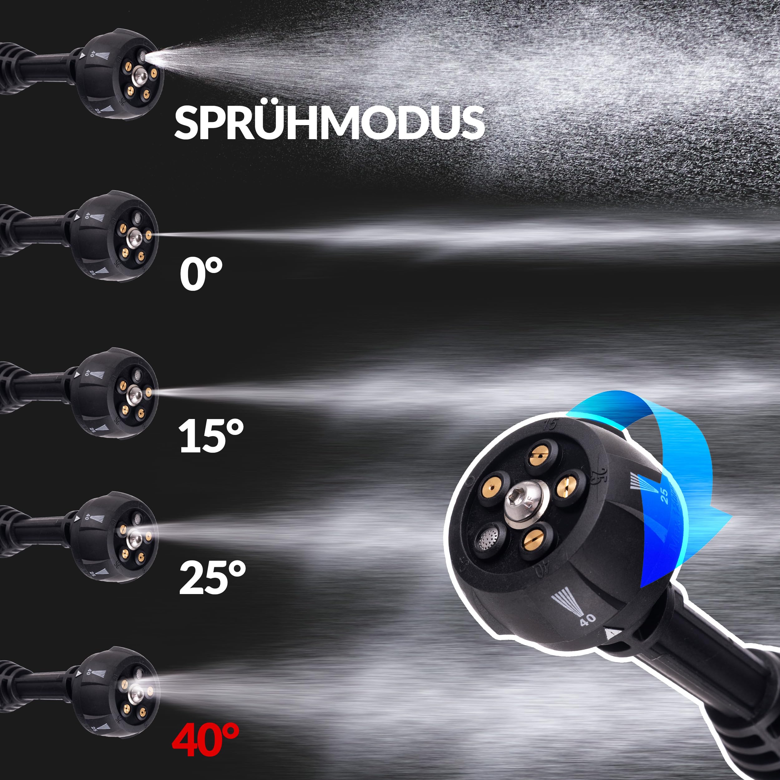 LEHMANN Stream Akku Hochdruckreiniger 20V Max mit 4Ah Akku – Kabelloser Druckreiniger mit 5-in-1 Düse, 6m Schlauch & Schaumsprüher für Auto, Fahrrad & Terrasse