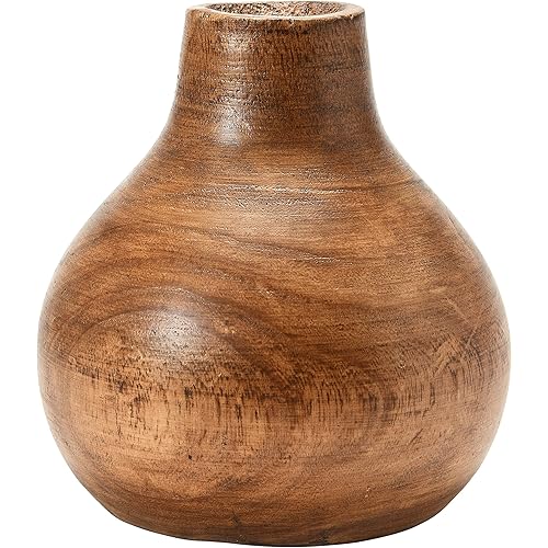 Creative Co-Op Paulownia Wood Vase, Brown