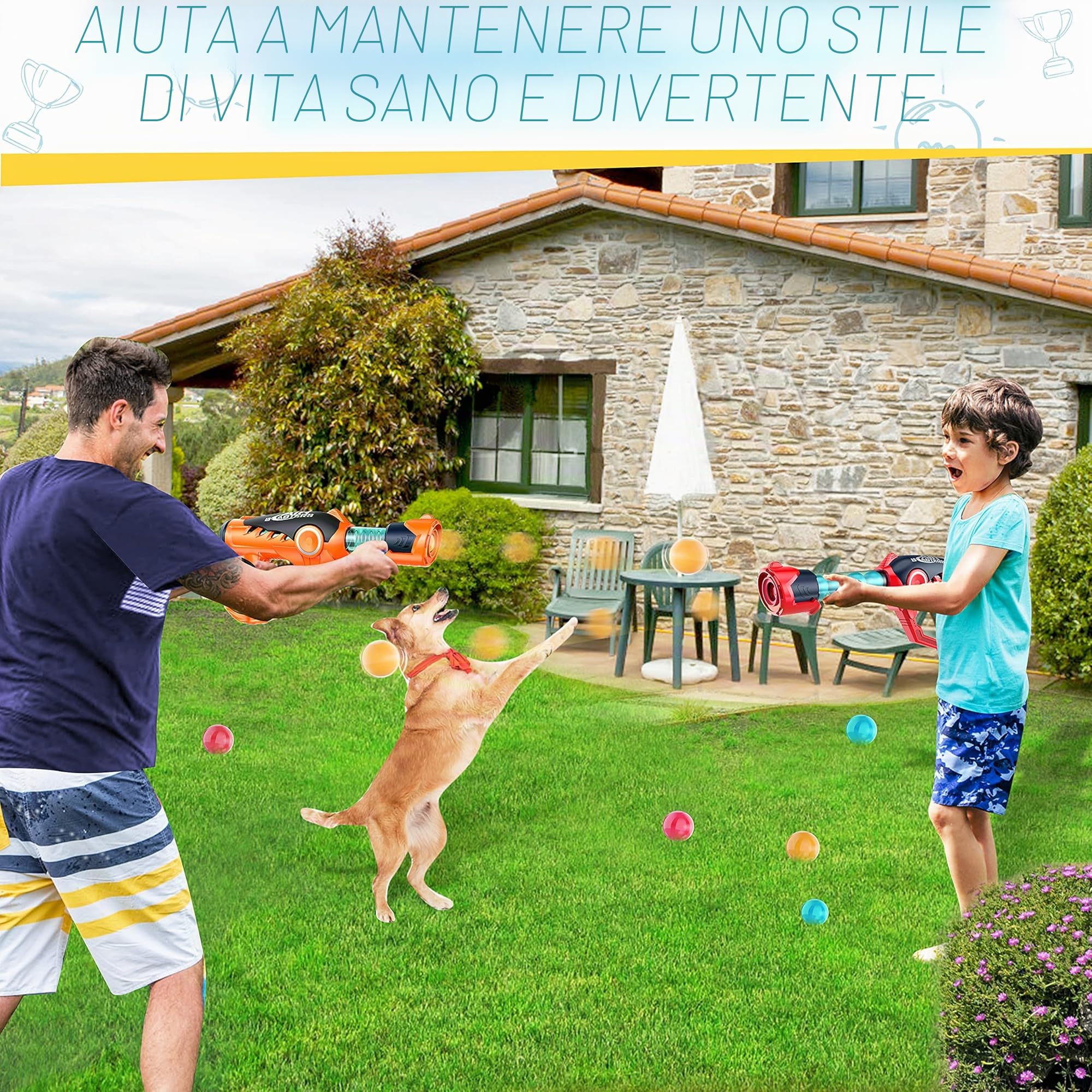 VINTOP Giocattoli di tiro per ragazzi e ragazze di età compresa tra 6, 7, 8, 9, 10 anni, giocattolo per interni ed esterni, con 36 sfere di schiuma, compatibile con bersaglio Nerf, Q7702