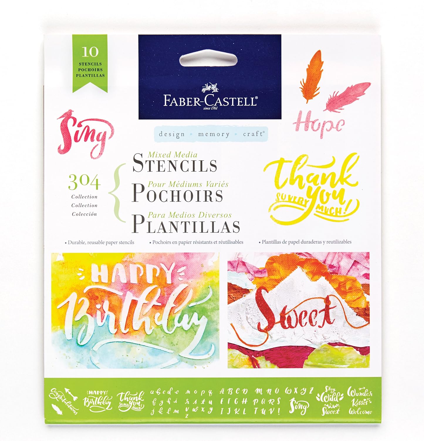 Faber-Castell Mixed Media Paper Stencils - 101 Collection - 10 Reusable Graphic Stencils