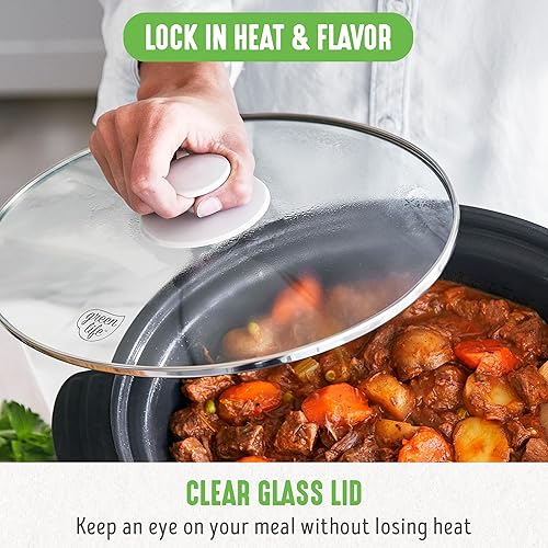 Miniatura 8 de GreenLife Cook Duo - Olla de cocción lenta antiadherente de cerámica saludable de 6 cuartos de galón, sin PFAS, temporizador digital, piezas aptas
