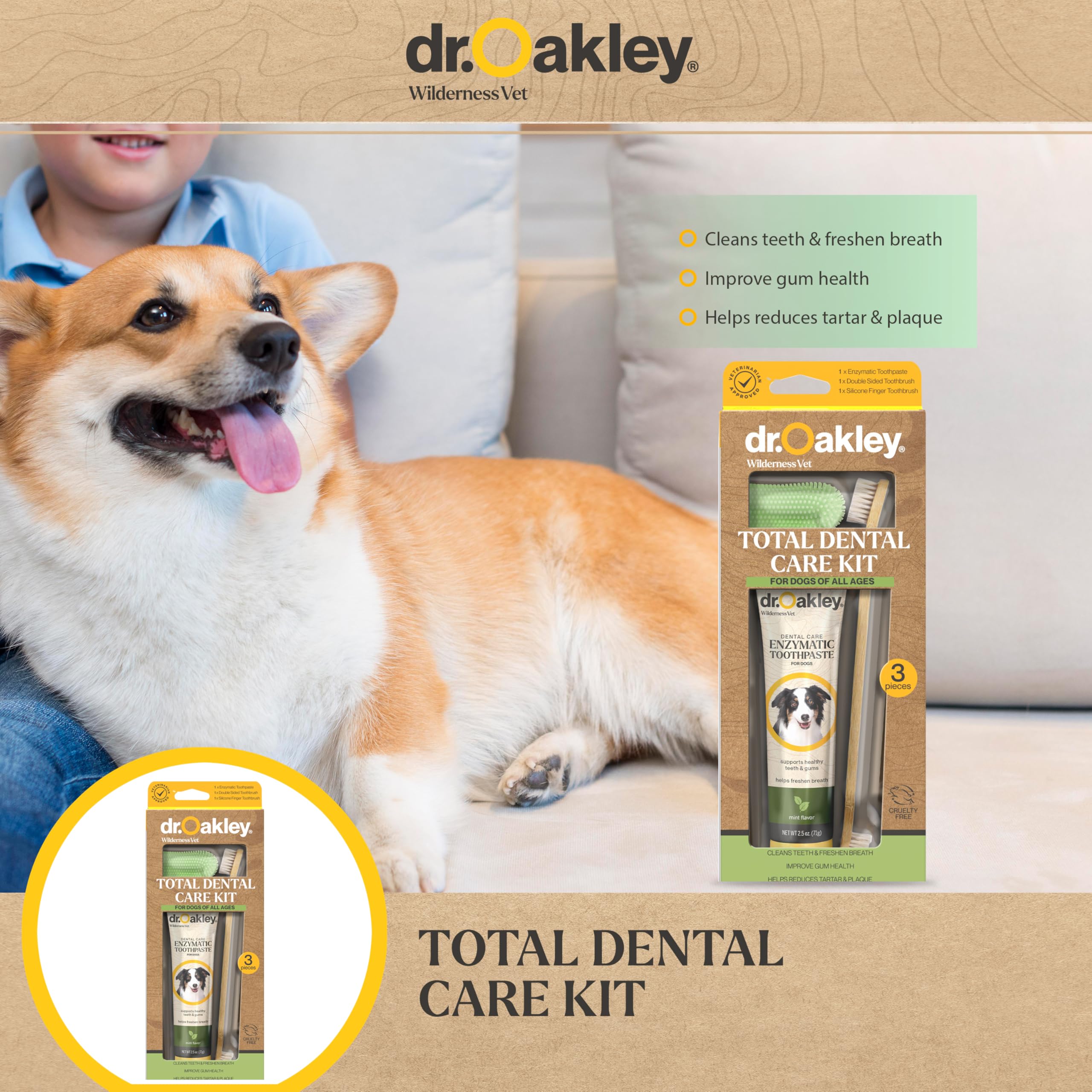 Dog Toothpaste Mint Flavor Enzymatic Dental Kit with Toothbrush & Finger Brush Vet Recommended – 3-Piece Set - image 6