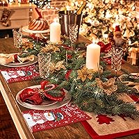 Vista 5 de 50 servilletas de Navidad con diseño de muñeco de nieve de invierno, 3 capas, servilletas de mano de papel de nieve con texto en inglés "Let It