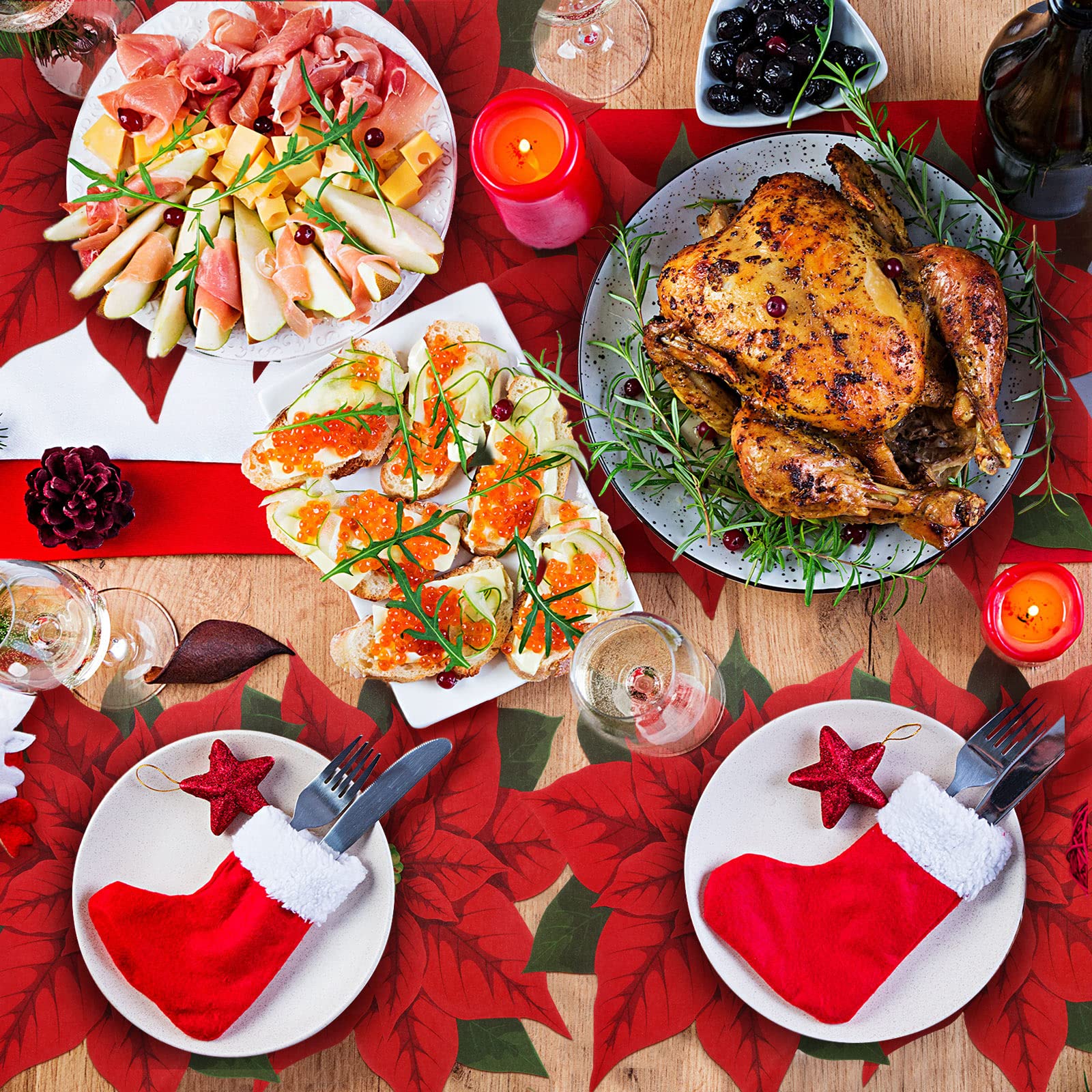 Weihnachtliche Papier-Tischsets, Weihnachtsstern, Blume, Schneemann, Platzsets für Zuhause, Urlaub, Tischdekoration, 36 Stück