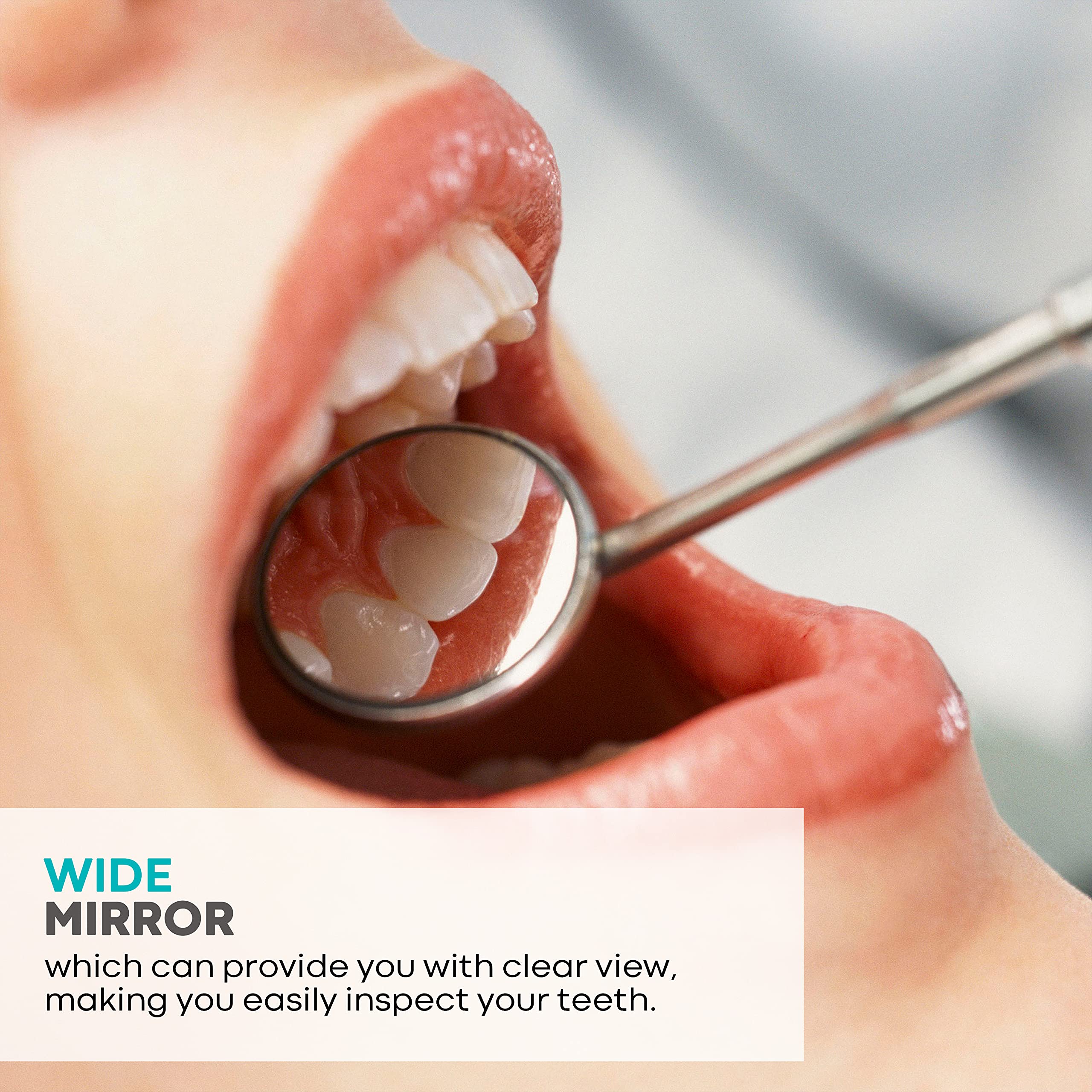 HOKIN Lustro dentystyczne ze stali nierdzewnej do kontroli zębów usta ze stali nierdzewnej lustro dentystyczne narzędzie stomatoskop z dwoma wymiennymi lustrami (lustro nr 5, uchwyt 6,5 cala)