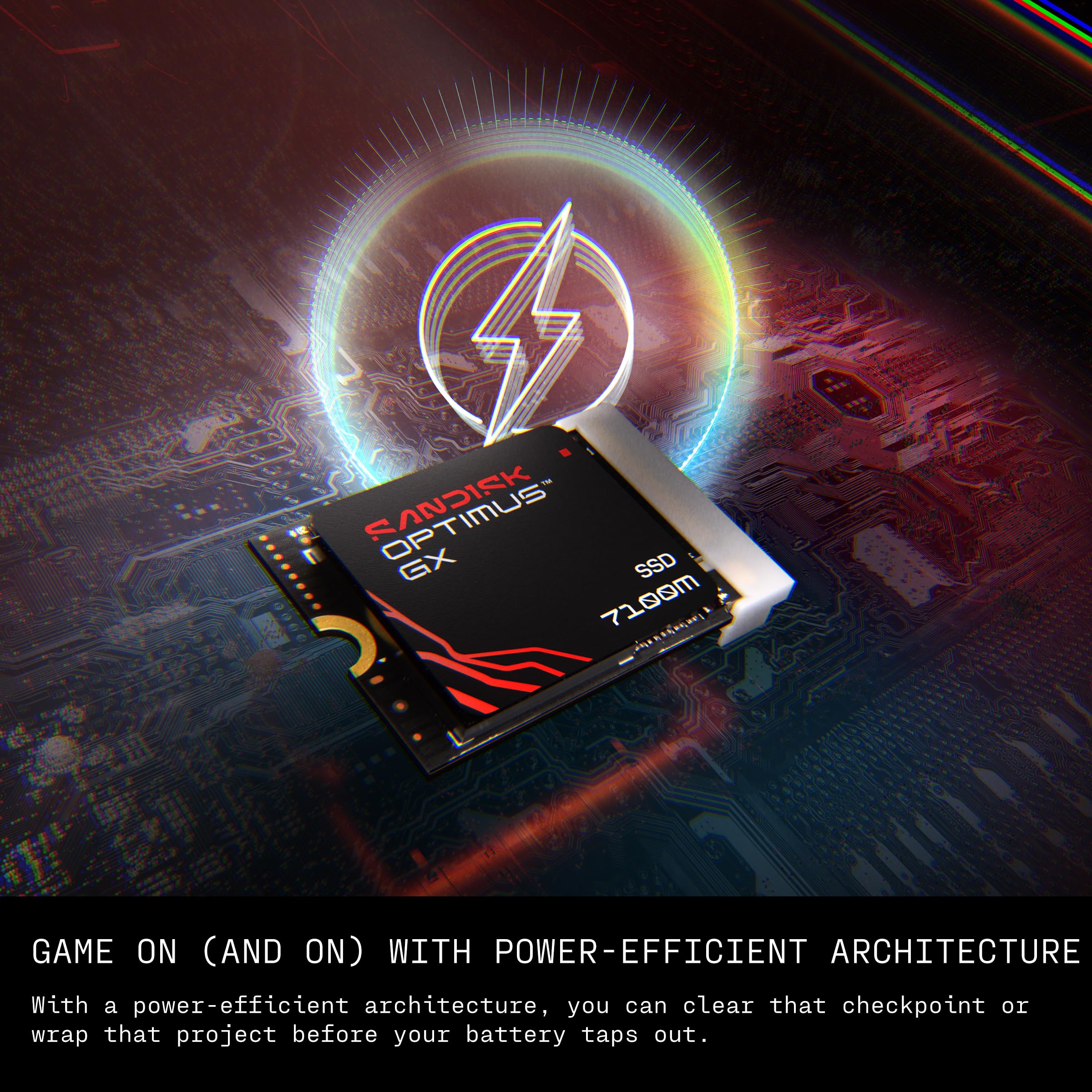 SANDISK Optimus GX 7100M NVMe SSD 1 to (Jusqu’à 7 250/6 900 Mo/s Vitesses de Lecture/écriture séquentielles, M.2 2230, PCIe 4.0, Portable Compatible Steam Deck, MSI Claw, Microsoft Surface ou Dell)