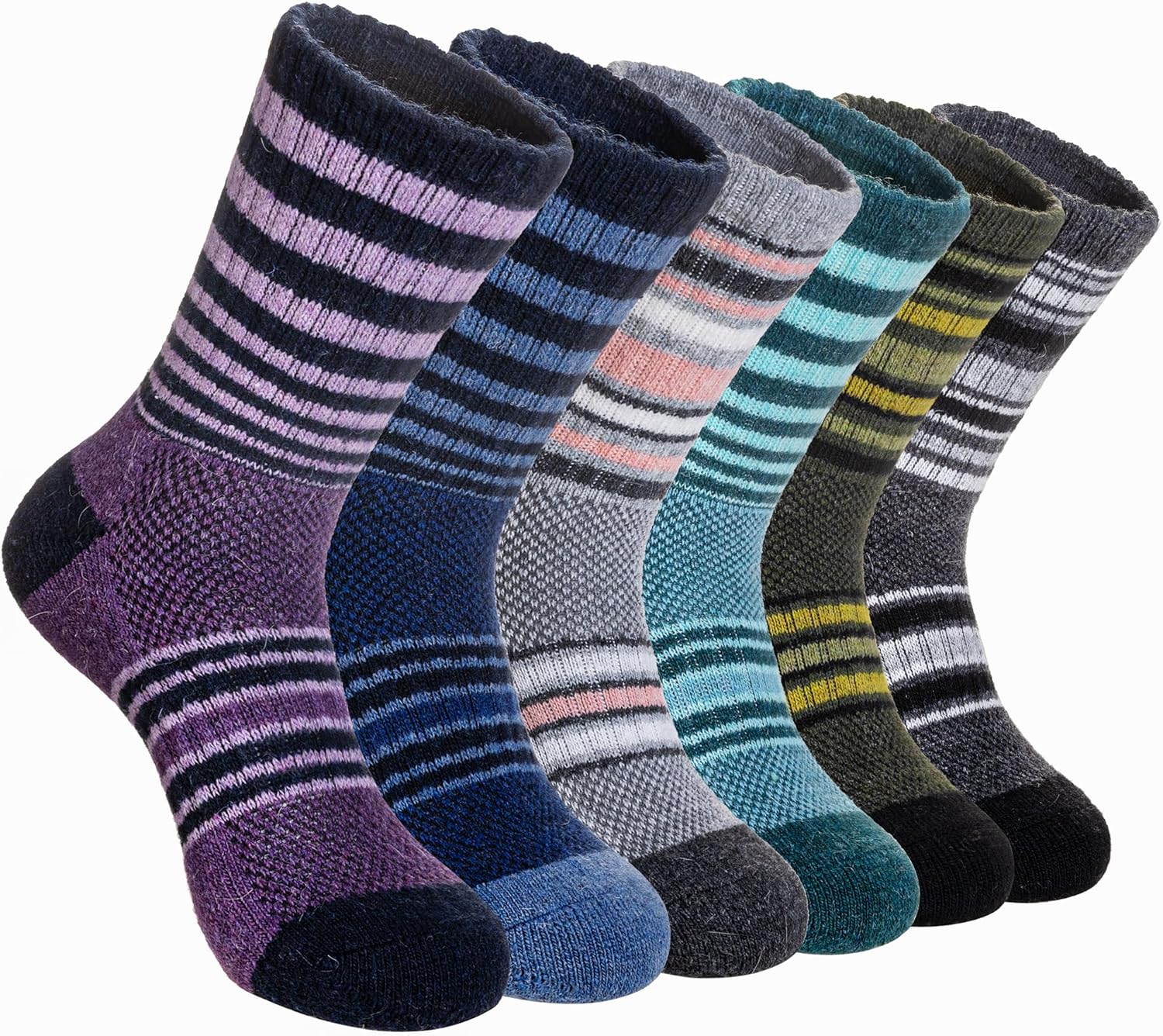 SeeyAN Kids Merino Wool Hiking Socks Winter Thermal Warm Boys Girls Toddler Thick Cushioned Boot Crew Socks 6 Pairs